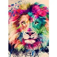 KAYLJIE Malen nach Zahlen Diamond Painting Bild 30x40cm 5D Tiere Bunter Löwe (Komplettset für 5D Diamond Painting inklusive Leinwand, Diamanten und Werkzeugen, Diamond Painting Set mit Zubehör für DIY-Kreativität und Entspannung), 5D Diamond Painting