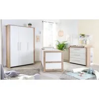 roba® Babyzimmer-Komplettset Malo 3-teilig, (Set, Kinderbett 70 x 140 cm, Wickelkommode, Kleiderschrank), aus Holz mit Metallgriffen