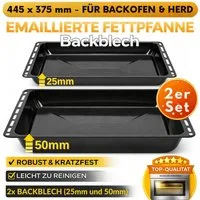 ICQN Backblech 445 x 375 x 25 und 50 mm, Emaille, (2-St), Passend für Whirlpool, Ignis, Bauknecht, Indesit, Algor, Neckermann