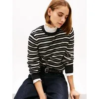 Tommy Hilfiger Rundhalspullover CO CABLE C-NK LS SWEATER Baumwolle, mit Zopfmuster, Regular Fit