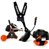 FUXTEC Benzin-Motorsense FX-MS152, 44 cm Arbeitsbreite Messer, 3PS, 52ccm, 32cm Schnittbreite, Zweihandgriff, Profi-Komfort-Tragegurt