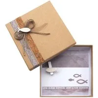 ZauberDeko Geschenkbox Geldgeschenk Verpackung Fisch Natur Taupe Kommunion Konfirmation Braun