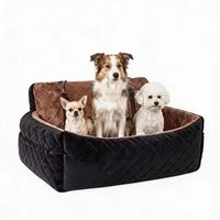 GarveeMore Hunde-Autositz 80*50*40cm Plüsch Autohundesitz Groß Mit Befestigungsgurten, bis 25kg Hund, leicht reinigbar, sicher für Autofahrten, Zuhause