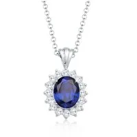 Elli Kette mit Anhänger Zirkonia Synthetischer Saphir Blau 925 Sterling Silber