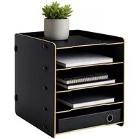 relaxdays Briefablage 5 Fächer (1-St), schwarz