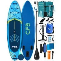 CFB SUP-Board Set 320x84x15 cm extra breit, 160 kg Traglast, aufblasbares Stand Up Paddle Board, (Komplett-Set, mit Paddel, Pumpe, Rucksack, 5L Dry Bag und Schultergurt), für Anfänger und Erwachsene