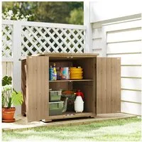 Outsunny Garten-Geräteschrank Gartenschrank, Wetterfester Geräteschuppen mit Doppeltür, BxT: 77.5x88 cm, (Gartenschuppen, 1 St., Holzschrank), für Garten, Balkon, Natur, 77,5 x 88 x 90 cm