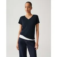 OPUS Kurzarmshirt SAVELLA Slim mit feiner Rippstruktur
