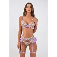 Elegant Love Set: Bügel-BH Sinnliches Dessous-Set, Sexy BH-Set (Set, 5-tlg., String, Strapsen, Beinring) verführerische Reizwäsche, Damenunterwäsche