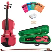 Classic Cantabile Violine VP-100PK 1/2 Violinenset Pink - Klassisches Design - Moderne Optik, Komplettset, Einsteiger/Schülerinstrument, inkl. Bogen, Koffer, Kolophonium und Ersatzsaiten