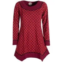 Vishes Tunikakleid Langarm Damen Tunika Shirt-Kleid Ethno Zipfel-Bluse Blusenkleid Elfen, Hippie, Boho Style