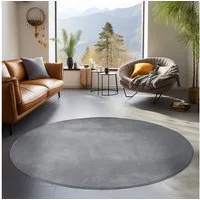 SIMPEX24 Teppich Unicolor - Einfarbig, Rund, Höhe: 7 mm, Moderner Flauschiger Kurzflor Teppich Anti Rutsch Rückseite Waschbar