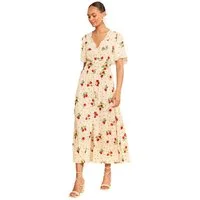 Love & Roses Maxikleid Love & Roses Midaxikleid mit Spitze, Kurzgröße (1-tlg)
