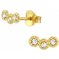 ALEXANDER YORK Paar Ohrstecker KRISTALLREIHE 3 Sonne in Gold, 2-tlg., 925 Sterling Silber