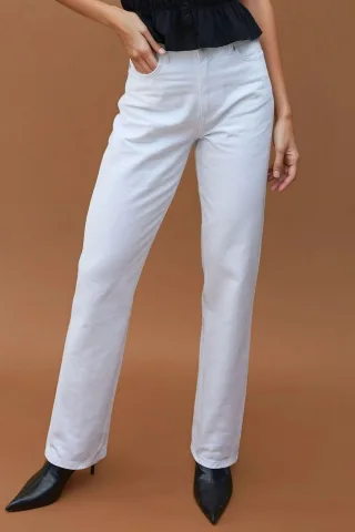 Hochtaillierte Gerade Jeans