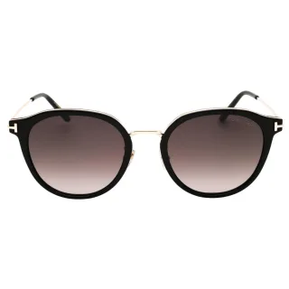 Tom Ford Sonnenbrille Mit Braunem Farbverlauf Und Glänzend Schwarzen Gläsern