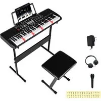 COSTWAY Home-Keyboard (1-St), 61 Tasten Klavier Keyboard, E-piano mit Stativ & Hocker, für Anfänger