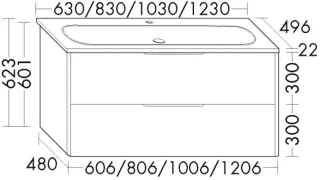 Burgbad Keramik-Waschtisch+Waschtischunterschrank Oteo Graphit Softmatt/Alpinweiss SHLW103F7434C0001