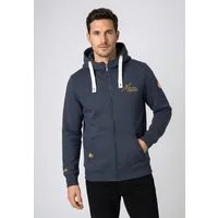 Eight2Nine Kapuzensweatjacke Herren Sweatjacke mit Mini Küstenprint Sweatshirtjacke, Kapuzenpullover
