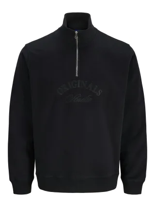 JACK&JONES - JORBLEECKER BRANDING SWEAT HIGH NECK BF Black - Gr. - L