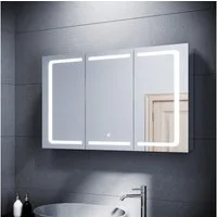 SONNI Spiegelschrank Badezimmerspiegelschrank mit Beleuchtung,Spiegelschrank mit Touch 90 cm x 60 cm, 3 Farbtemperaturen, Anti-fog, mit Steckdose