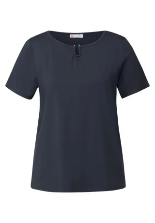 Street One - Jersey-Shirt mit Cut-Out blau - Gr. - 38