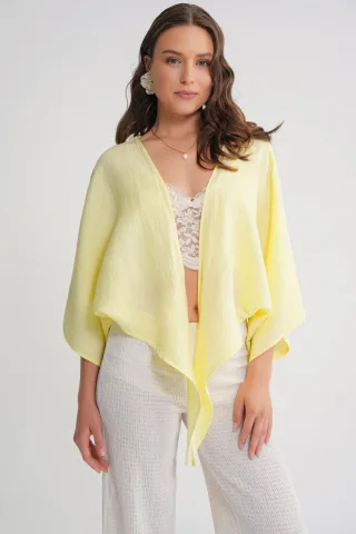 Texturierte V-Ausschnitt Bolero Bluse
