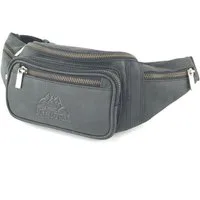 Buffalo Hill Bauchtasche Büffelleder, Vintage Umhängetasche mit Reißverschlüssen >BT-09