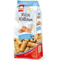 Schulte Kekse, Schulte Milch Waffelröllchen mit hauchzarter Waffel fein luftig 175g