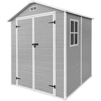 ECD Germany Gartenhaus Gerätehaus Geräteschuppen Gartenschuppen mit Fenster und Doppeltüren, BxT: 182x151 cm, 5 m³ wetterfest Kunststoff mit Boden & Satteldach 151x182x220 cm