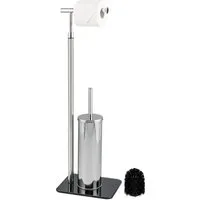 bremermann WC-Garnitur Stand-WC-Garnitur 2in1, WC-Bürste, Rollenhalter, Edelstahl Glassockel