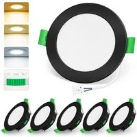 ALUSSO LED Einbaustrahler 6er-Set, Decken Leuchte, Flach Strahler für Bad, Wohnzimmer, 230V, 4W, 55-68 mm, Rund, Schwarz