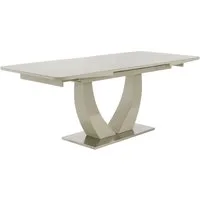 Jockenhöfer Gruppe Esstisch Ulm, NEU in kaschmir, ausziehbar (160-200x90 cm), Glastischplatte, Synchronauszug