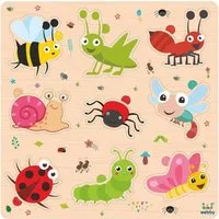 Webby Toys Puzzle Holzpuzzle-Board – Lernspiel für Kinder ab 2 Jahren, 9 Puzzleteile, Kindersicheres Design mit glatten Kanten und stabiler Bauweise