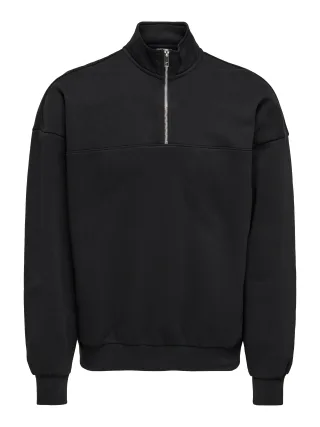 ONLY&SONS - ONSCERES OVZ TRACK HALF ZIP SWEAT VD Black - Gr. - M