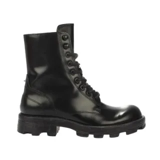 Diesel - "Hammer" Springerstiefel für Damen, Leder, Zum Schnüren (Schwarz)