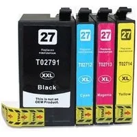 inkpro XL-Druckerpatronen Set T27XL kompatibel mit Epson 27XL Tintenpatrone (für WorkForce WF-3620, WF-3640, WF-7110, WF-7210, WF-7610, WF-7615, WF-7620, WF-7710, WF-7715, WF-7720, 4-tlg., je eine Patrone T2791 Schwarz, T2712 Cyan, T2713 Magenta, T27
