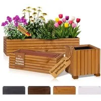 BooGardi Pflanzkübel Balkonkasten Blumenkasten mit Kunststoffeinsatz (Pflanzkasten · Hellbraun 44x20x14cm · 4 Farben · 3 Größen), Pflanzgefäß für Fensterbank · Balkon · Garten · Terrasse
