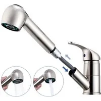 HOMELODY Spültischarmatur Hochdruck Wasserhahn Küche 180° Küchenarmatur mit Ausziehbarer Mischbatterie mit Dual-Spülbrause Gebürstet