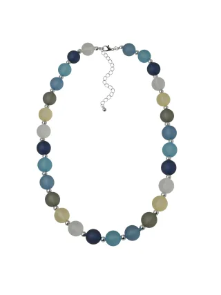 Steuer Modeschmuck Collier Kunststoffkugeln in blau-grün-weiß-gelb