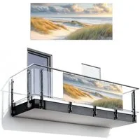 MuchoWow Balkonsichtschutz Dünen - Stand - Meer - Dünengras (1-St) Balkon Sichtschutz 90x200, Windschutz für Zaun PVC, 200x90 cm