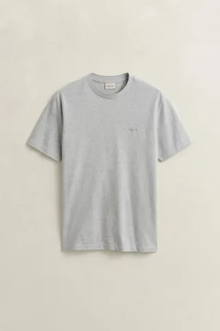 GANT - Two-Toned Piqué T-Shirt grey melange - Gr. - XXL