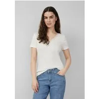s.Oliver Kurzarmshirt T-Shirt Ripp-T-Shirt mit Spitze am Ausschnitt
