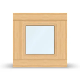 Fenster Holz Alu, Idealu Trendline IV 68, Kiefer nativa, Aluschale Weiß, 510x510 mm, 1-teilig, festverglast, individuell konfigurieren