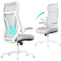 SONGMICS Bürostuhl, Schreibtischstuhl, ergonomische Rückenlehne, hochklappbare Armlehnen