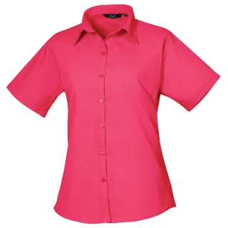 Premier Popeline-Kurzarmbluse für Damen/Damen (Leuchtend Pink)