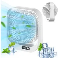MOPUEA Mini USB-Ventilator Ventilator intelligente Digitalanzeige 3 Geschwindigkeiten 360° drehen, LED Anzeige, 360° Drehung, leise, 3 Stufen, tragbar