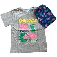 Peppa Pig Pyjama Kurzer Peppa Pig Jungen-Pyjama „George“, Grau-blau oder Blau-rot, (Set, 2 tlg., Shirt, Hose)