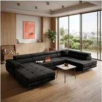 Muffo Ecksofa WILD U, Verstellbare Kopfstützen, elegante Metallbeine, 2 Bettzeugkasten, gelegentliche Schlaffunktion