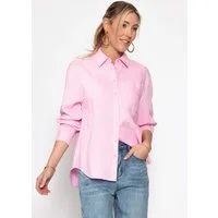 SASSYCLASSY Langarmbluse Leinen Hemdbluse für Damen Leichte Bluse mit klassischem Hemdkragen und aufgesetzter Brusttasche